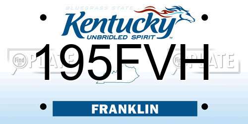 195FVH Kentucky License Plate