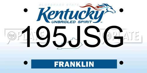195JSG Kentucky License Plate