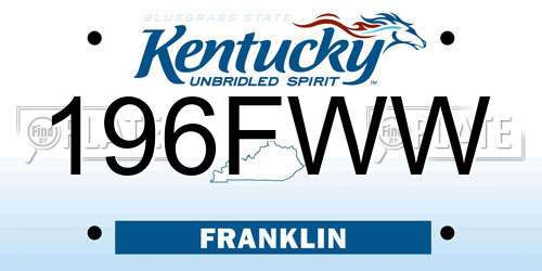 196FWW Kentucky License Plate