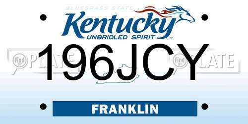 196JCY Kentucky License Plate