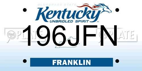 196JFN Kentucky License Plate