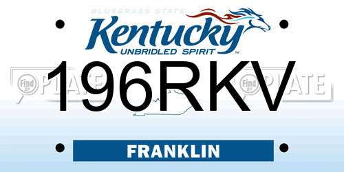 196RKV Kentucky License Plate