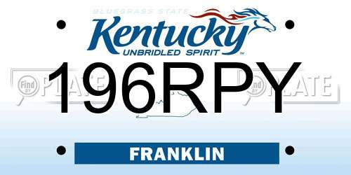 196RPY Kentucky License Plate