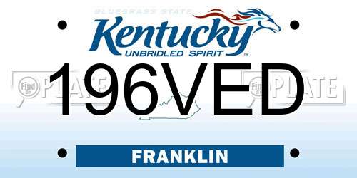 196VED Kentucky License Plate