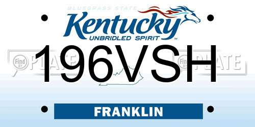 196VSH Kentucky License Plate