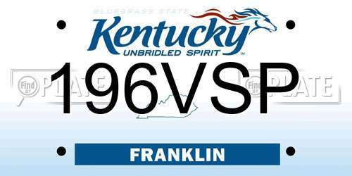196VSP Kentucky License Plate