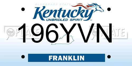 196YVN Kentucky License Plate