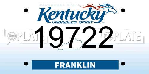 19722 Kentucky License Plate