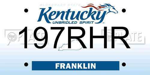197RHR Kentucky License Plate