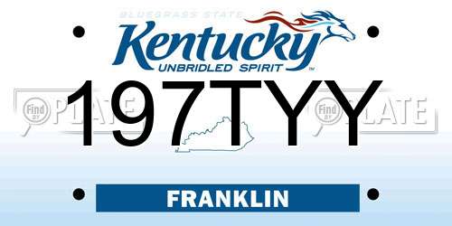 197TYY Kentucky License Plate