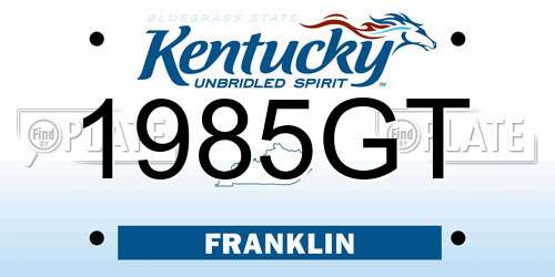 1985GT Kentucky License Plate