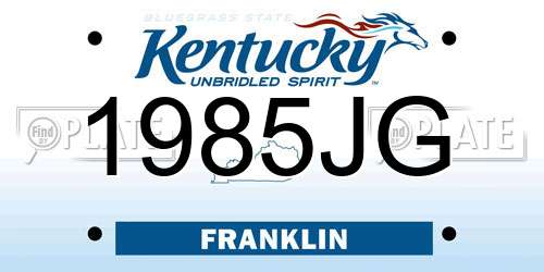1985JG Kentucky License Plate