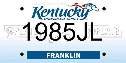 1985JL Kentucky License Plate