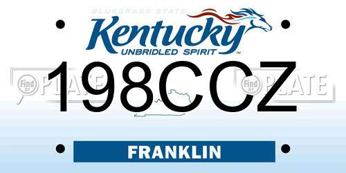 198CCZ Kentucky License Plate