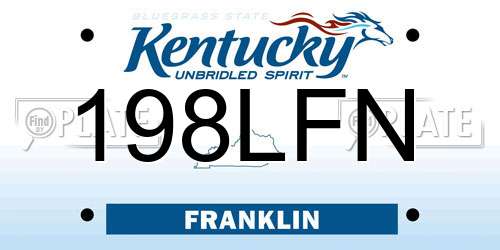 198LFN Kentucky License Plate