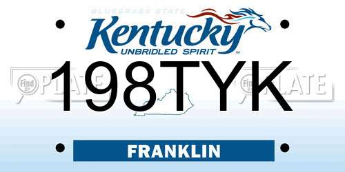 198TYK Kentucky License Plate