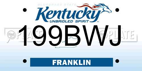 199BWJ Kentucky License Plate
