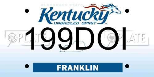 199DOI Kentucky License Plate