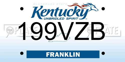 199VZB Kentucky License Plate