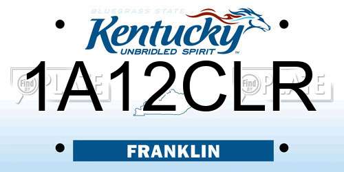 1A12CLR Kentucky License Plate