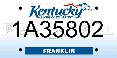 1A35802 Kentucky License Plate