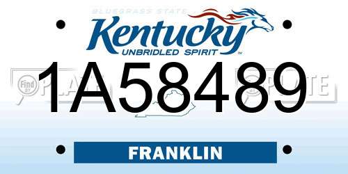 1A58489 Kentucky License Plate