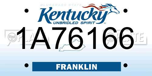 1A76166 Kentucky License Plate