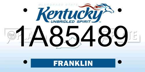 1A85489 Kentucky License Plate
