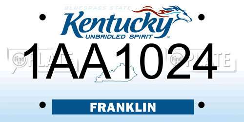 1AA1024 Kentucky License Plate