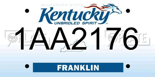 1AA2176 Kentucky License Plate