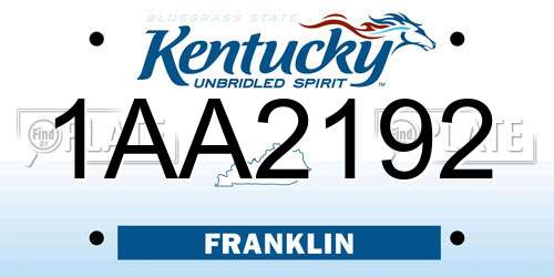 1AA2192 Kentucky License Plate