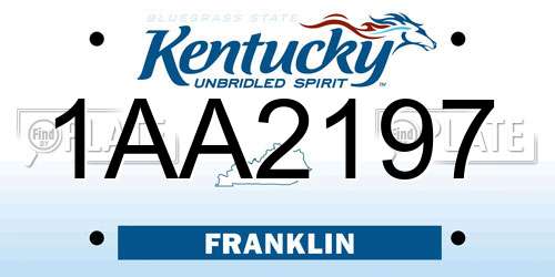 1AA2197 Kentucky License Plate