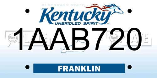 1AAB720 Kentucky License Plate