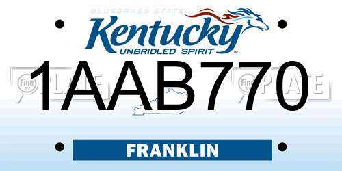 1AAB770 Kentucky License Plate