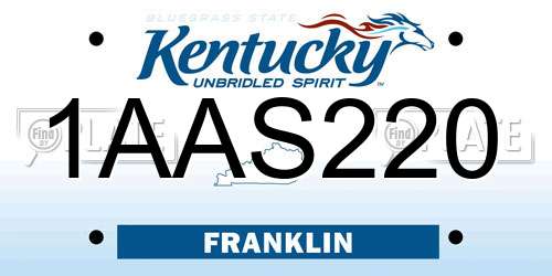 1AAS220 Kentucky License Plate