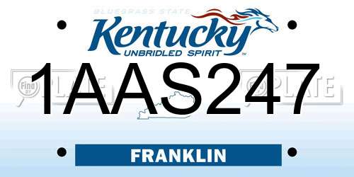 1AAS247 Kentucky License Plate