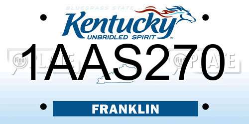 1AAS270 Kentucky License Plate