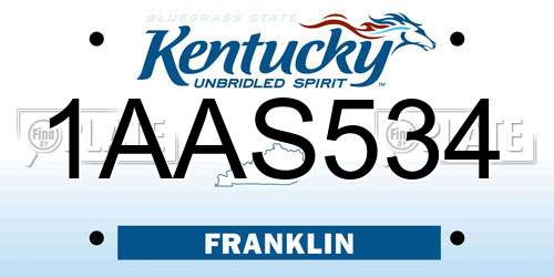 1AAS534 Kentucky License Plate