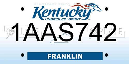 1AAS742 Kentucky License Plate