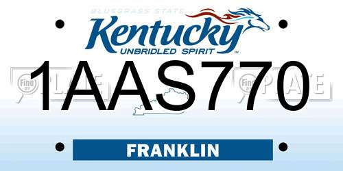1AAS770 Kentucky License Plate