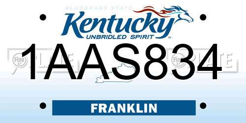1AAS834 Kentucky License Plate