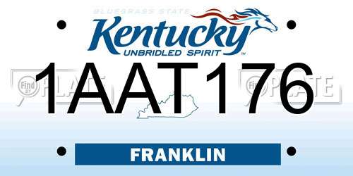 1AAT176 Kentucky License Plate