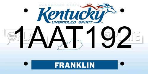 1AAT192 Kentucky License Plate