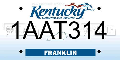 1AAT314 Kentucky License Plate