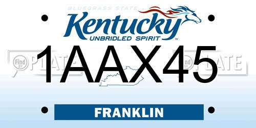 1AAX45 Kentucky License Plate