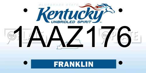 1AAZ176 Kentucky License Plate
