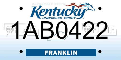 1AB0422 Kentucky License Plate