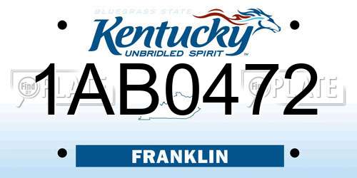 1AB0472 Kentucky License Plate
