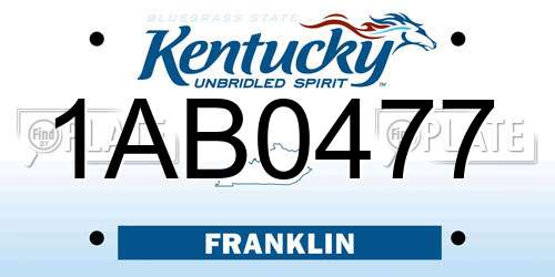 1AB0477 Kentucky License Plate