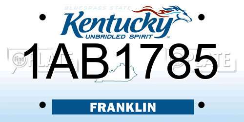 1AB1785 Kentucky License Plate